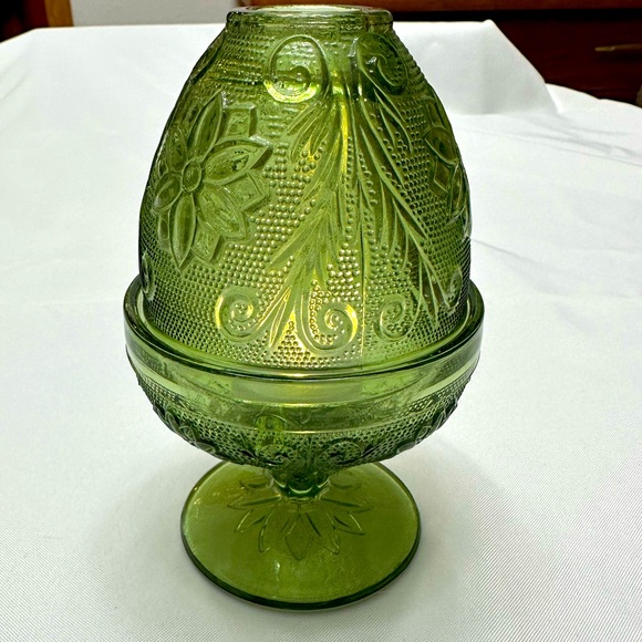 Indiana Glass Other - Vintage Indiana Tiara Glass Pine Green Footed Fairy Lamp